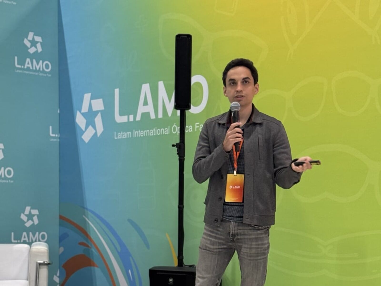 André Serrano, COO of Guelcos, speaking at the LAMO trade fair in Brazil